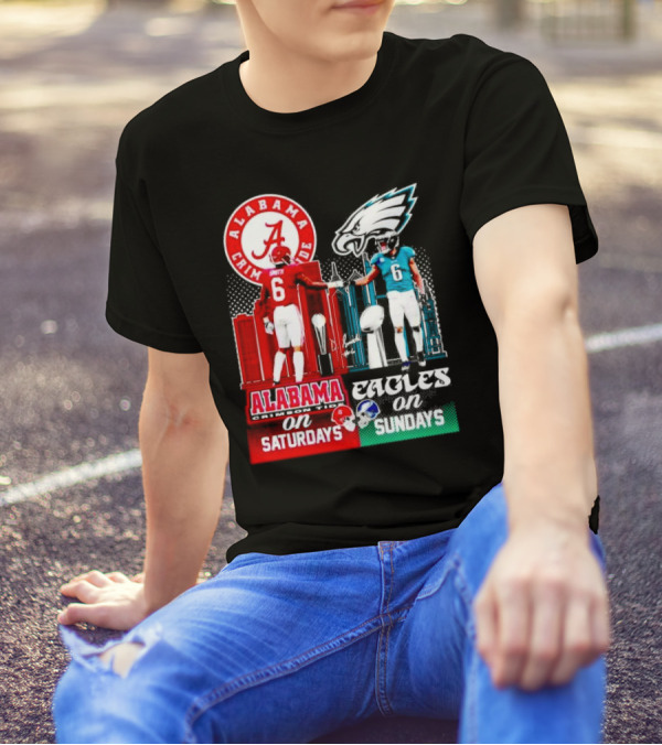 Alabama Crimson Tide Saturdays And Philadelphia Eagles Sundays Smith T-Shirt