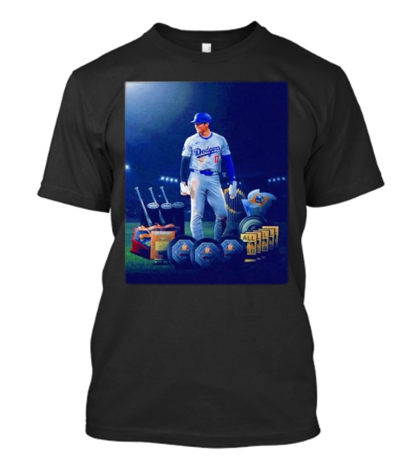 Shohei Ohtani Los Angeles Dodgers Number 17 All MLB Achievements And Awards T-Shirt
