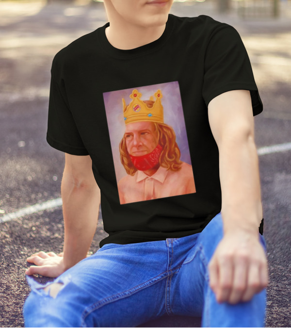 Silly Burger King Guy Golden Crown Portrait T-Shirt