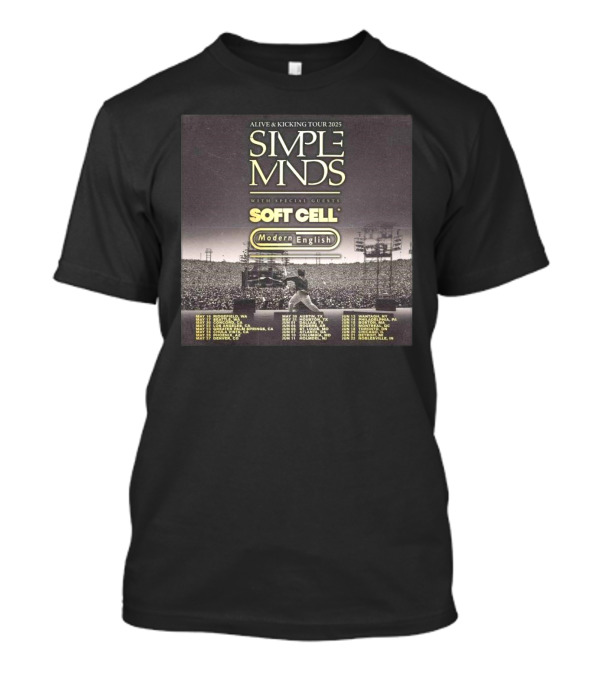 Alive And Kicking Tour 2025 Simple Minds Soft Cell Modern English North America T-Shirt