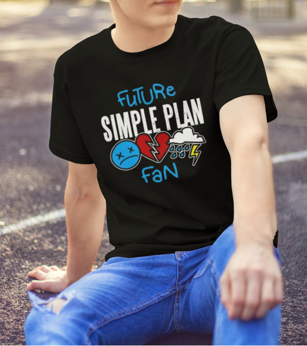 Future Simple Plan Fan With Emojis Of Heart And Lightning Cloud T-Shirt