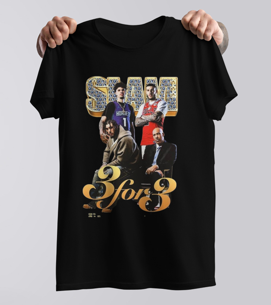 Slam 3 For 3 Hornets Bulls Men's Fashion T-Shirt