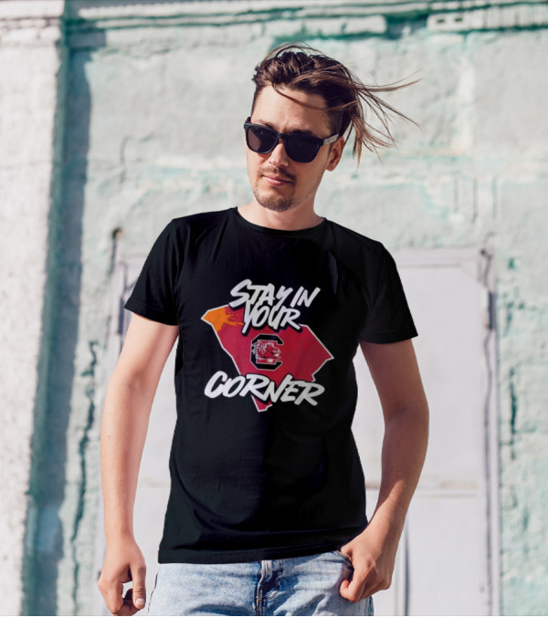 South Carolina Football Stay In Your Corner Gamecock Logo And State Map T-Shirt