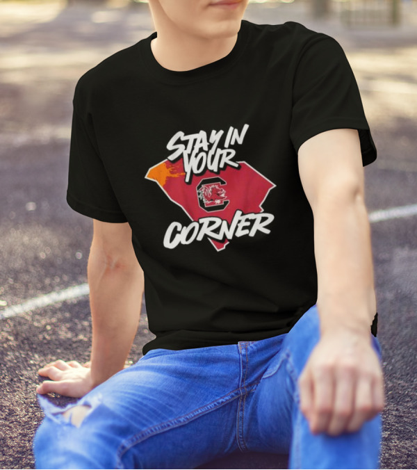 South Carolina Football Stay In Your Corner Gamecock Logo And State Map T-Shirt