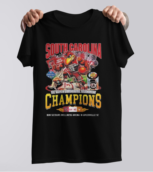 South Carolina Gamecocks SEC Women's Basketball Tournament Champions 2025 Greenville SC T-Shirt