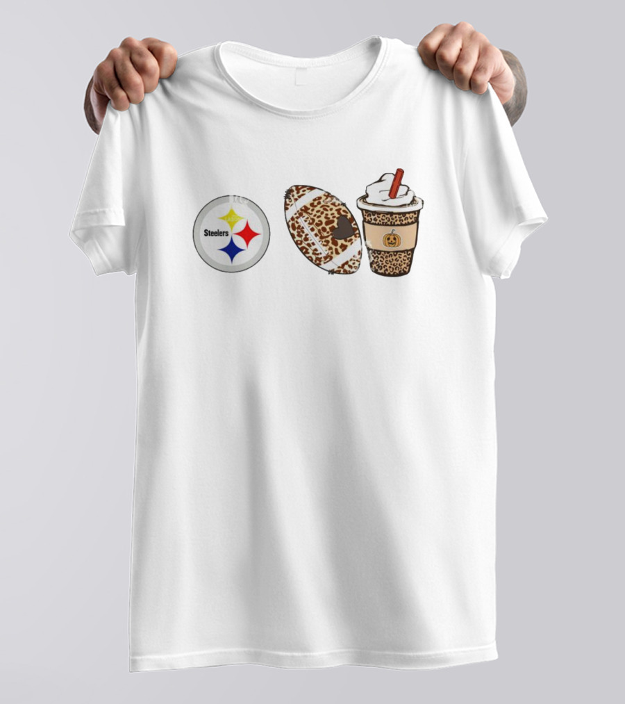 Pittsburgh Steelers Leopard Print Football Pumpkin Spice Fall Season T-Shirt