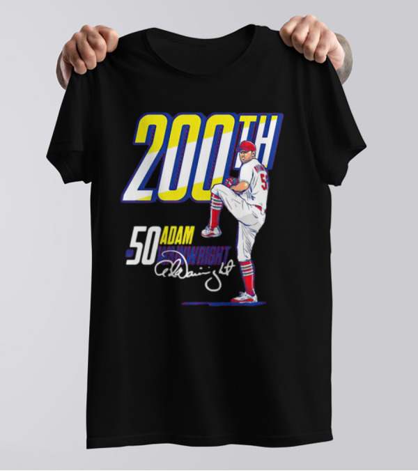 200th Win Adam Wainwright 50 Signature Baseball Player T-Shirt