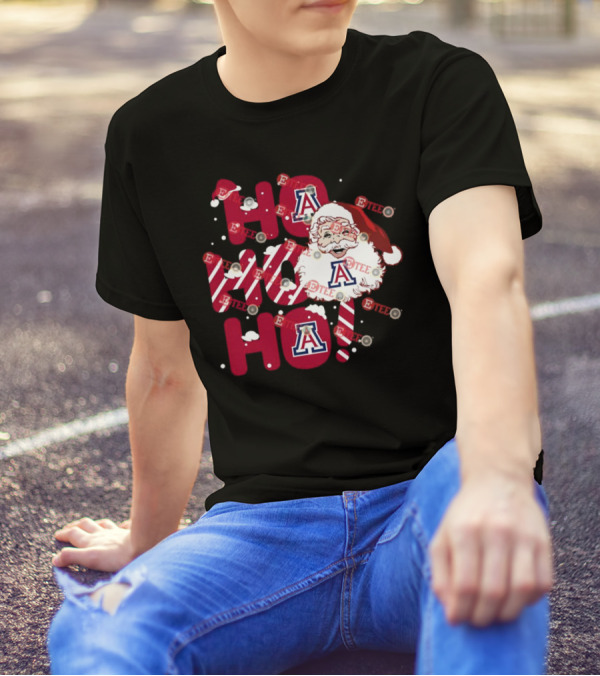 Arizona Wildcats Santa Claus Ho Ho Ho Christmas Holiday Spirit T-Shirt