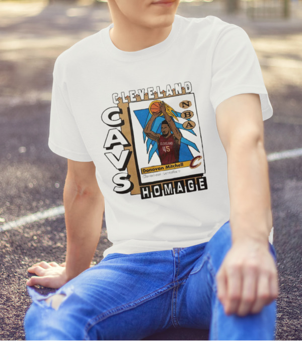 Cleveland Cavs Donovan Mitchell NBA Homage Trading Card T-Shirt