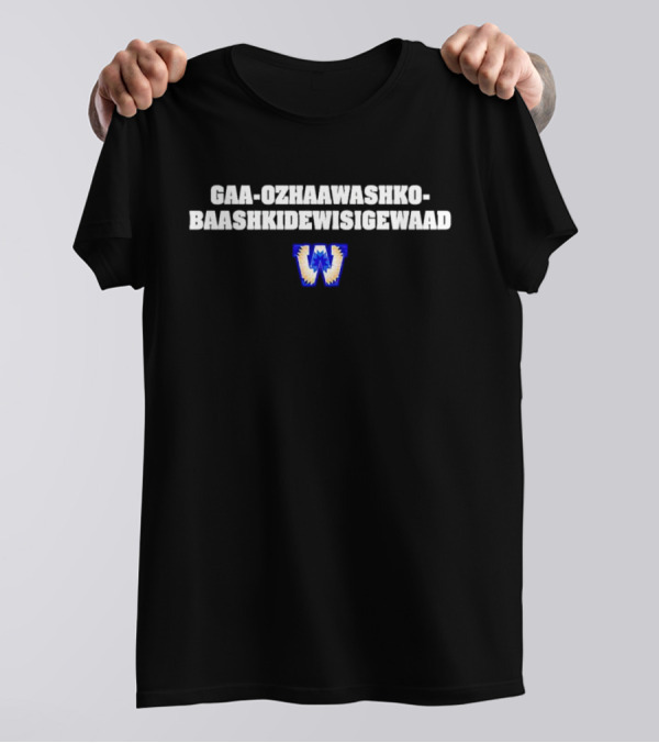 Gaa-Ozhaawashko-Baashkidewisigewaad Blue White W Thunderbolt T-Shirt