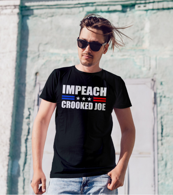 IMPEACH CROOKED JOE Stars Red And Blue Bars Political T-Shirt