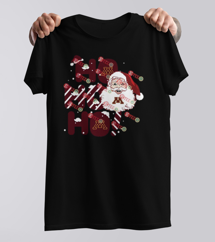 Minnesota Golden Gophers Santa Claus Ho Ho Ho Christmas Snowflake Candy Cane T-Shirt
