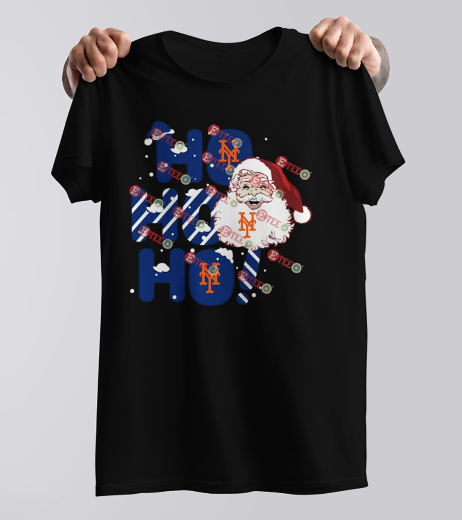 New York Mets Santa Claus Ho Ho Ho Christmas Festive T-Shirt