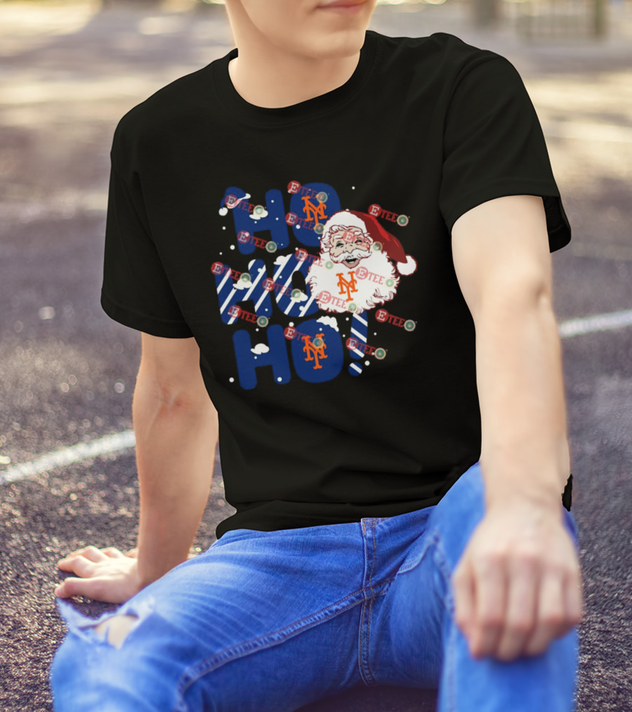 New York Mets Santa Claus Ho Ho Ho Christmas Festive T-Shirt