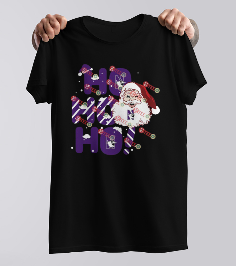 Northwestern Wildcats Santa Claus Ho Ho Ho Christmas Snowflakes T-Shirt