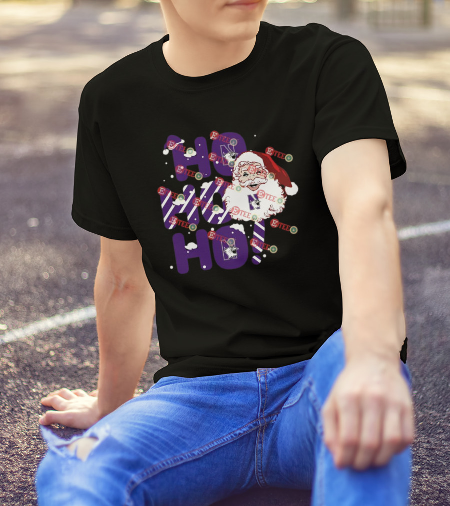Northwestern Wildcats Santa Claus Ho Ho Ho Christmas Snowflakes T-Shirt