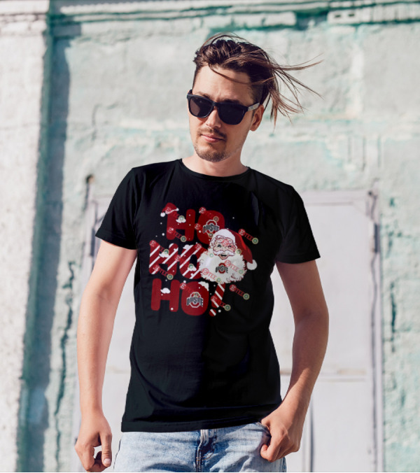 Ohio State Buckeyes Santa Claus Ho Ho Ho Christmas Holiday Spirit T-Shirt