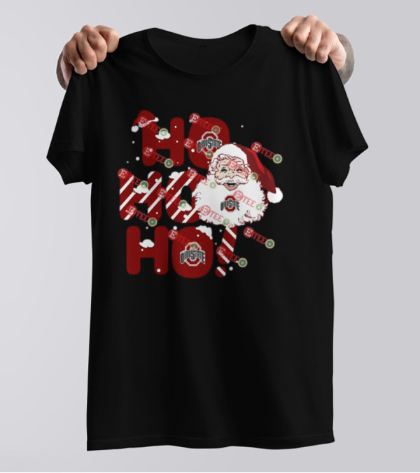 Ohio State Buckeyes Santa Claus Ho Ho Ho Christmas Holiday Spirit T-Shirt
