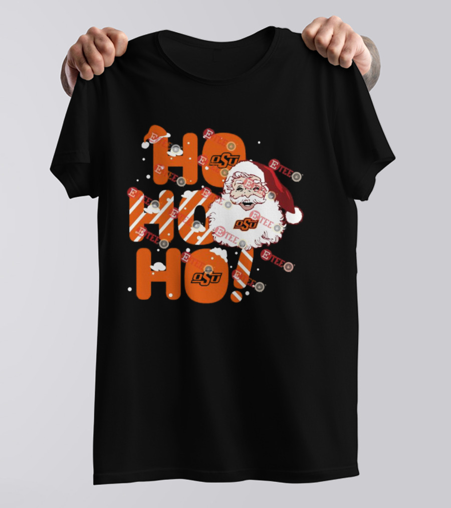 Oklahoma State Cowboys OSU Santa Claus Ho Ho Ho Christmas T-Shirt