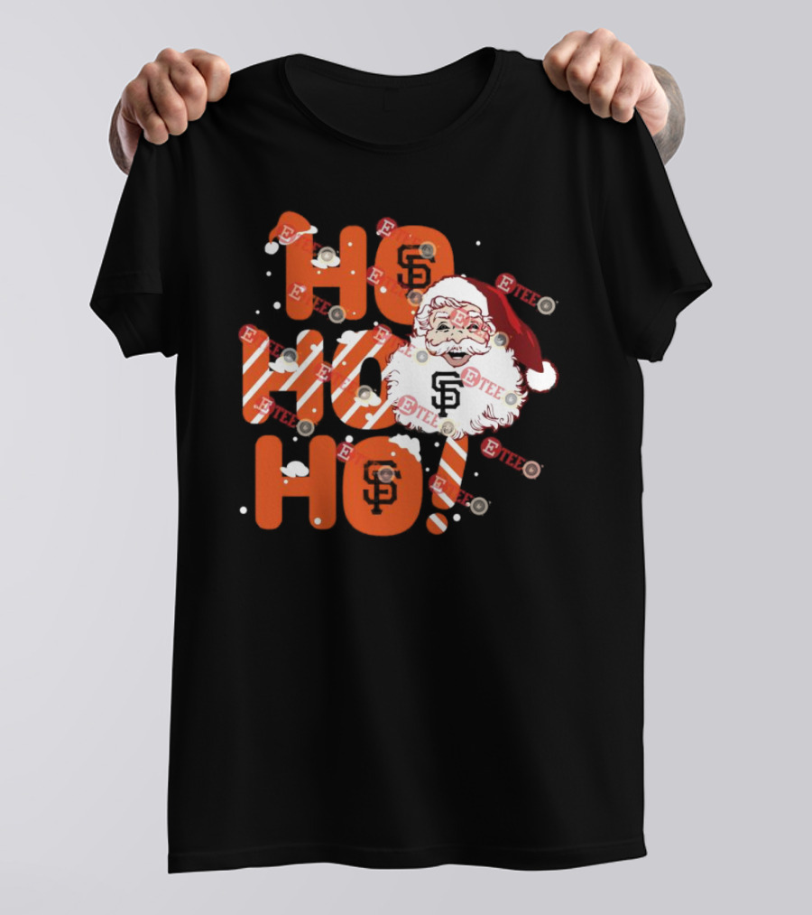 San Francisco Giants Santa Claus Ho Ho Ho Christmas Snowflakes Santa Hat T-Shirt