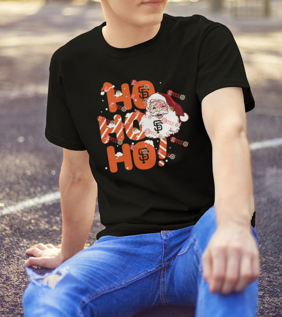 San Francisco Giants Santa Claus Ho Ho Ho Christmas Snowflakes Santa Hat T-Shirt