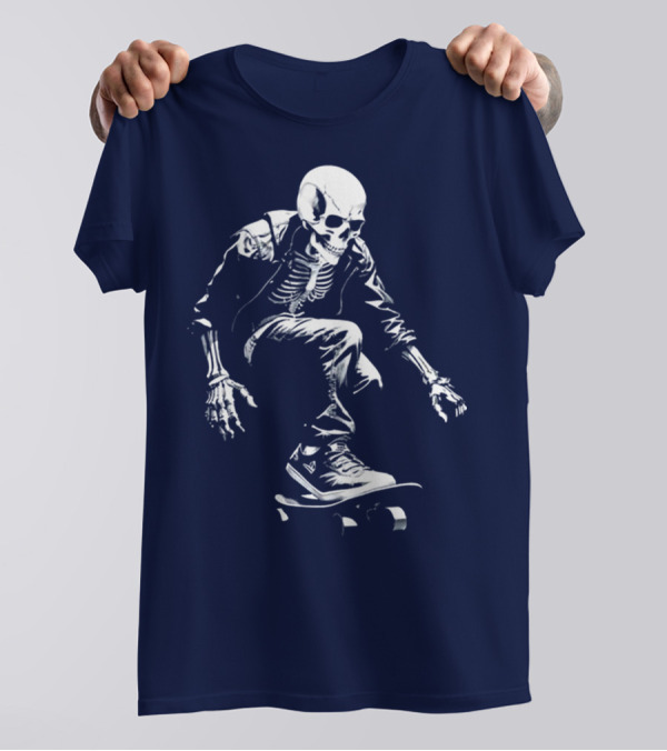 Skeleton Skateboarder Cool Iconic Street Style Skater Pose T-Shirt