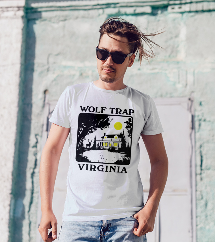 Wolf Trap Virginia Night Scene With Cabin And Deer T-Shirt