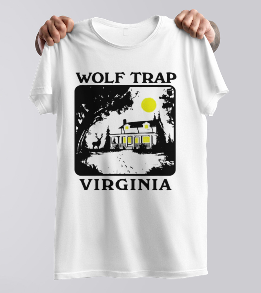 Wolf Trap Virginia Night Scene With Cabin And Deer T-Shirt