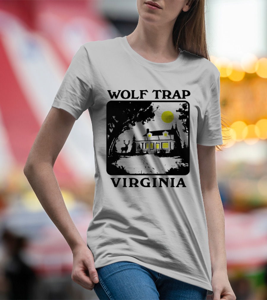 Wolf Trap Virginia Night Scene With Cabin And Deer T-Shirt
