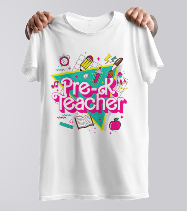 Barbie Pre-K Teacher Colorful School Supplies T-Shirt