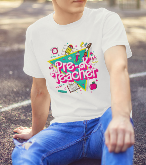 Barbie Pre-K Teacher Colorful School Supplies T-Shirt