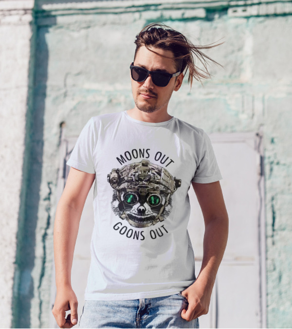 Moons Out Goons Out Raccoon With Tactical Gear T-Shirt