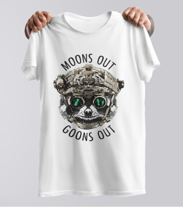 Moons Out Goons Out Raccoon With Tactical Gear T-Shirt