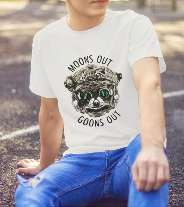 Moons Out Goons Out Raccoon With Tactical Gear T-Shirt