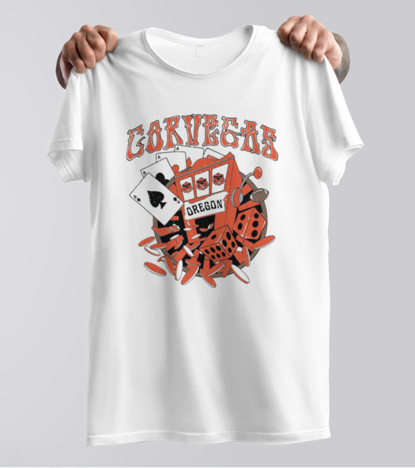 Corvegas Oregon OS Slot Machine Dice Cards Football Elements T-Shirt