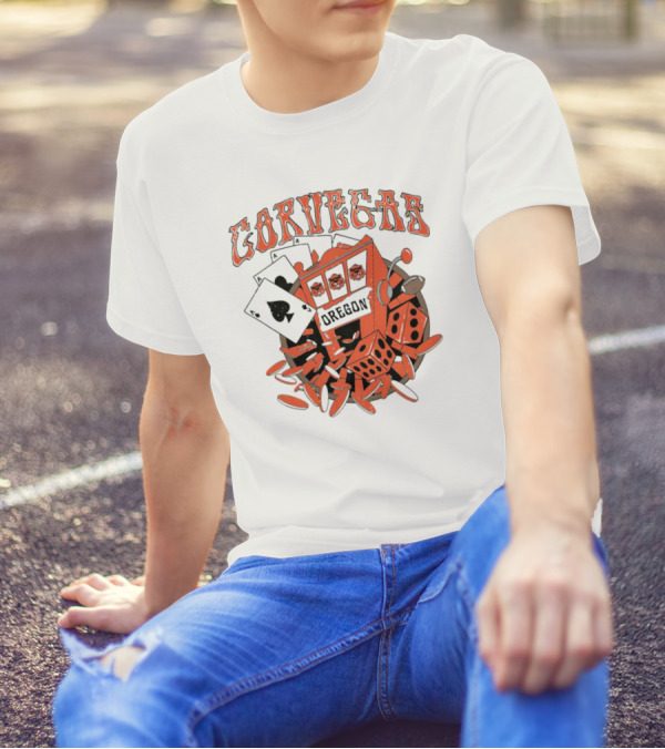 Corvegas Oregon OS Slot Machine Dice Cards Football Elements T-Shirt