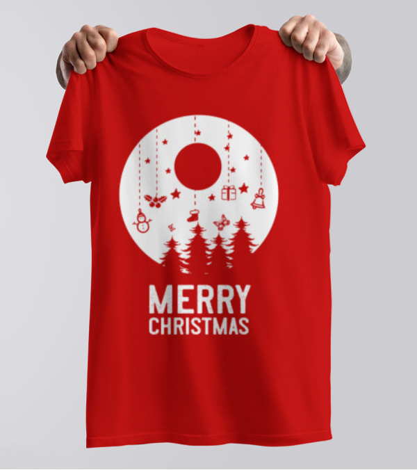 Merry Christmas Snowman Trees Stars And Presents T-Shirt