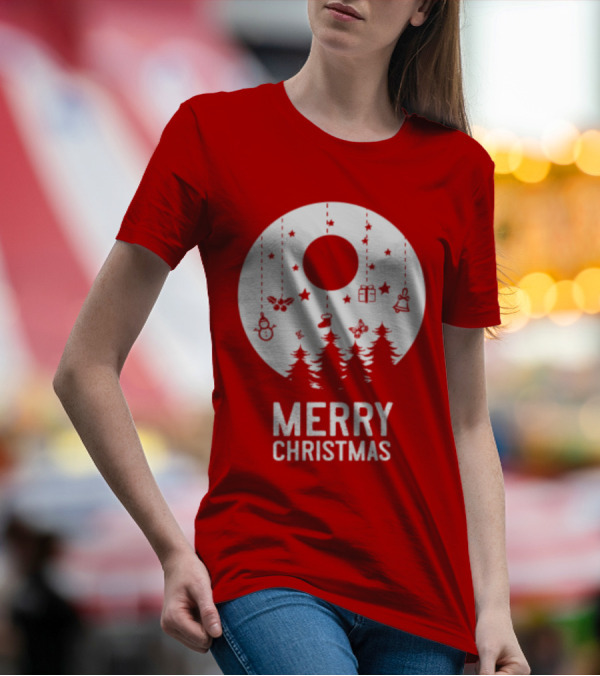 Merry Christmas Snowman Trees Stars And Presents T-Shirt