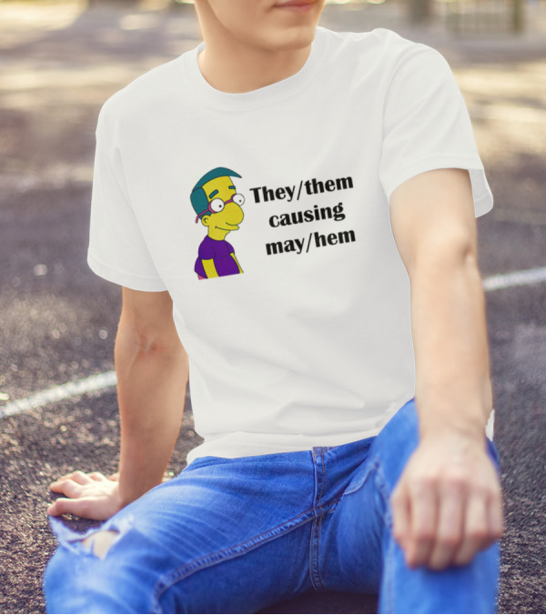 Milhouse Van Houten They/Them Causing Mayhem T-Shirt