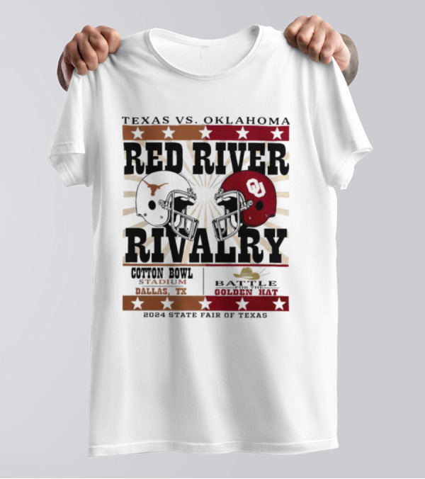 Texas Vs. Oklahoma Red River Rivalry Cotton Bowl Battle For The Golden Hat 2024 State Fair Of Texas T-Shirt