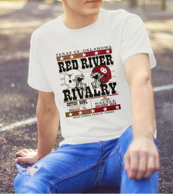 Texas Vs. Oklahoma Red River Rivalry Cotton Bowl Battle For The Golden Hat 2024 State Fair Of Texas T-Shirt