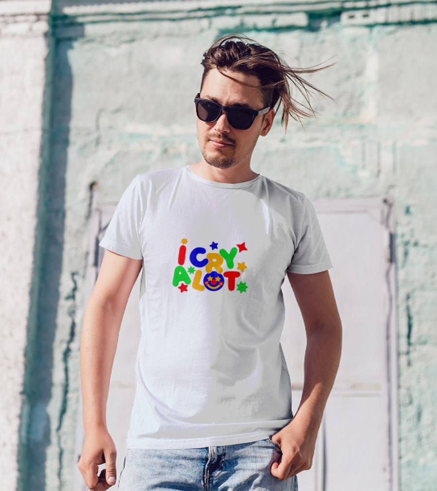 I Cry A Lot Clowncore Colorful Stars And Smiley Face T-Shirt