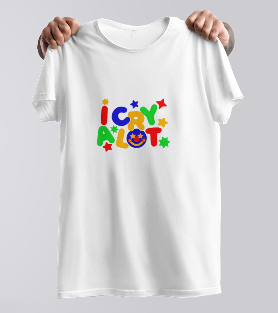 I Cry A Lot Clowncore Colorful Stars And Smiley Face T-Shirt