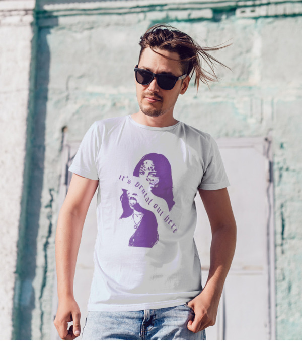 Olivia Rodrigo It's Brutal Out Here Purple Dual Image T-Shirt