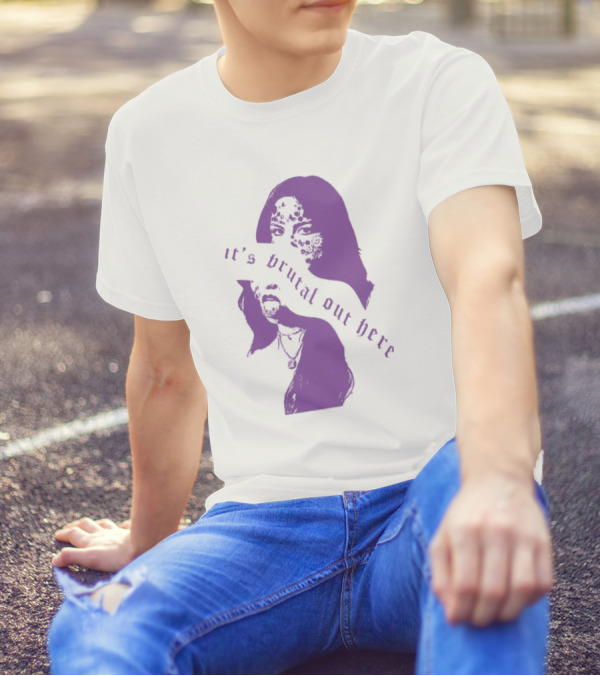 Olivia Rodrigo It's Brutal Out Here Purple Dual Image T-Shirt
