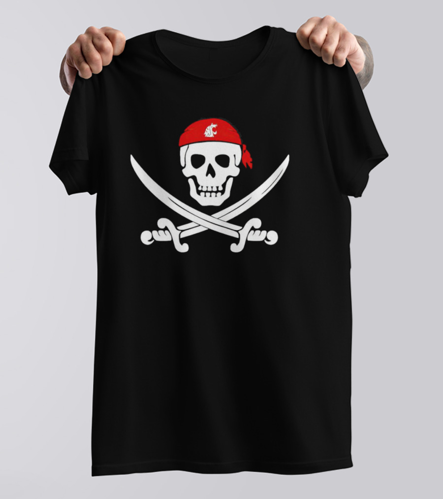 Washington State Cougars Skull And Crossed Swords Bandana T-Shirt