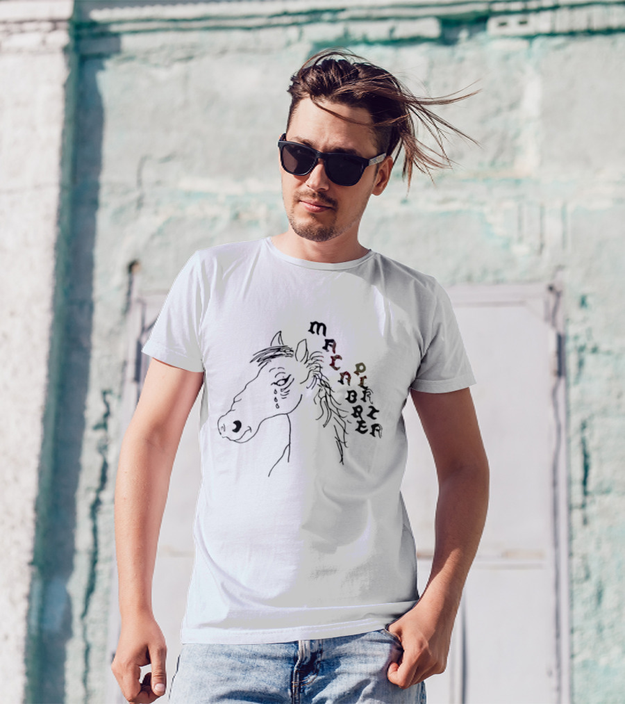 Macabre Plaza Taboo Crying Horse Art With Stylized Letters T-Shirt