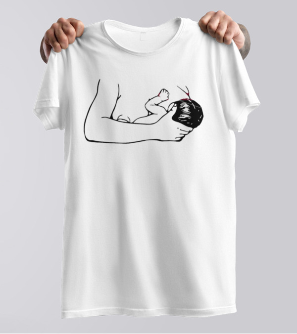 Breastfeeding Mother And Child Silhouette With Red Accents T-Shirt