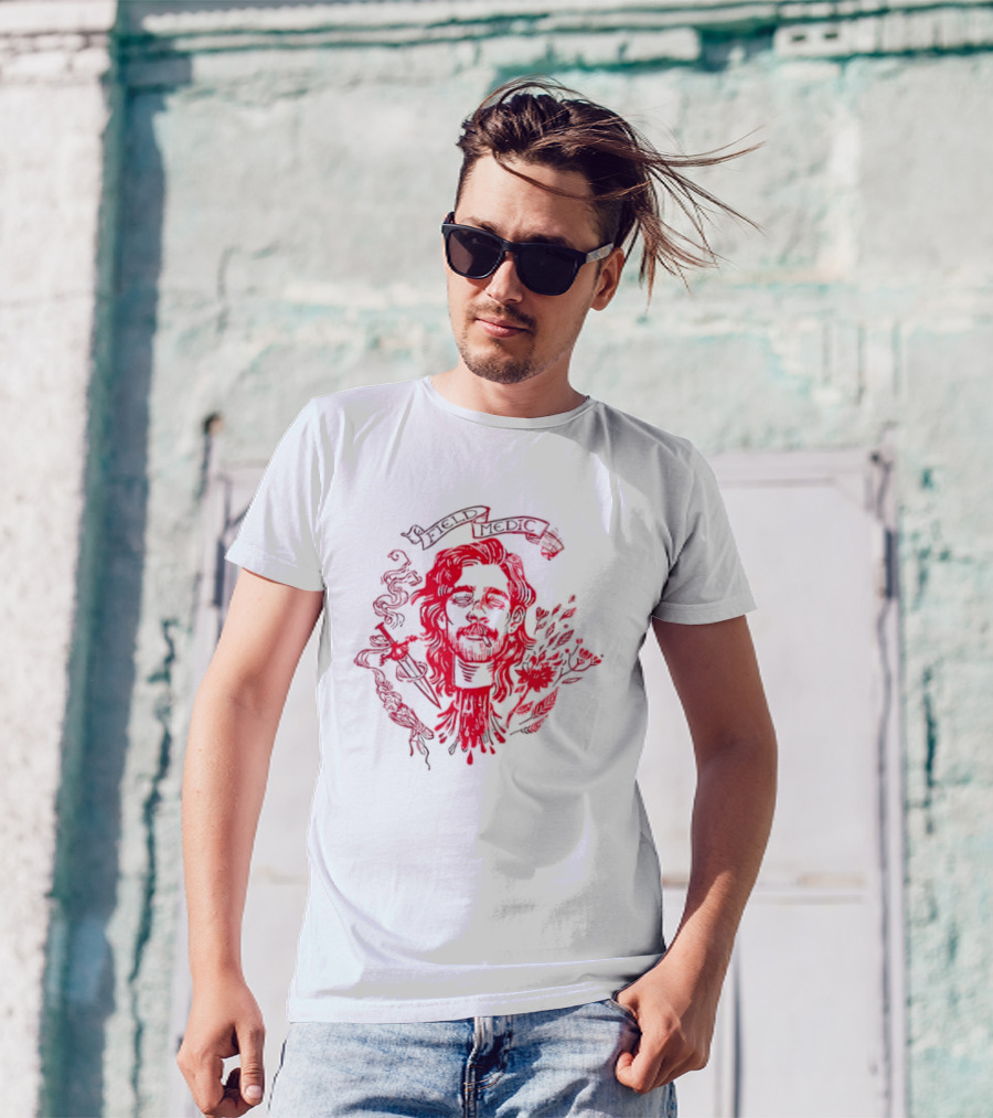 Field Medic Decapitated Roses And Leaves Red T-Shirt