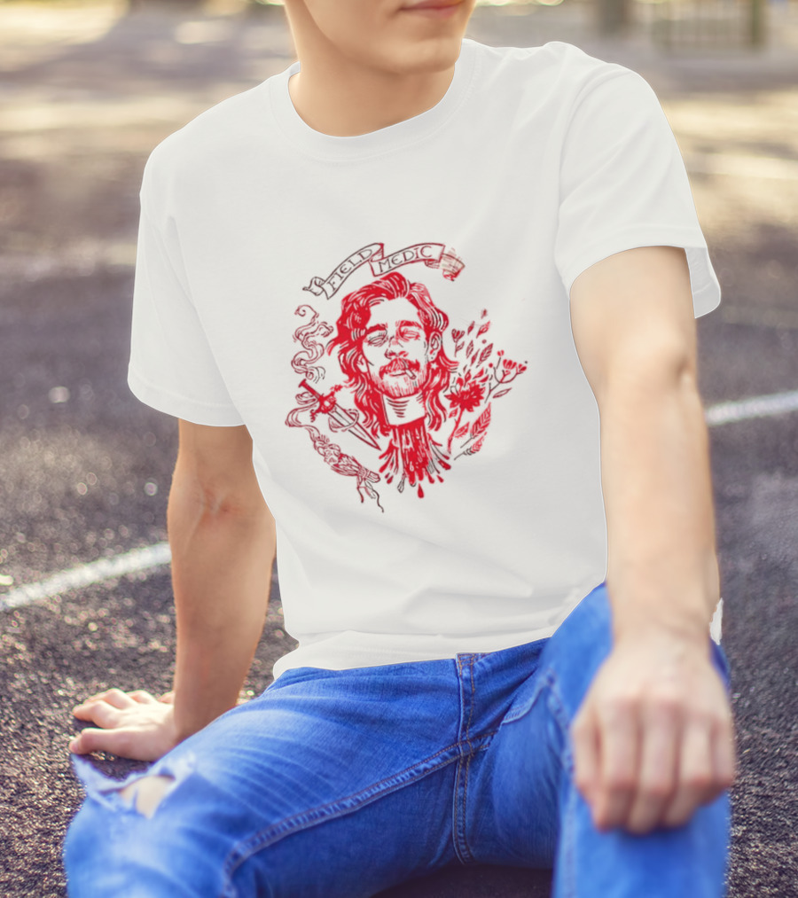 Field Medic Decapitated Roses And Leaves Red T-Shirt
